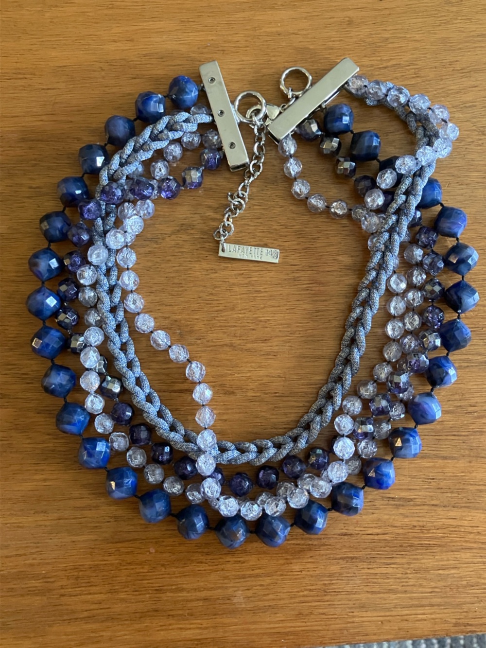 Lafayette 148 New York Layered Navy and Silver Bead Necklace